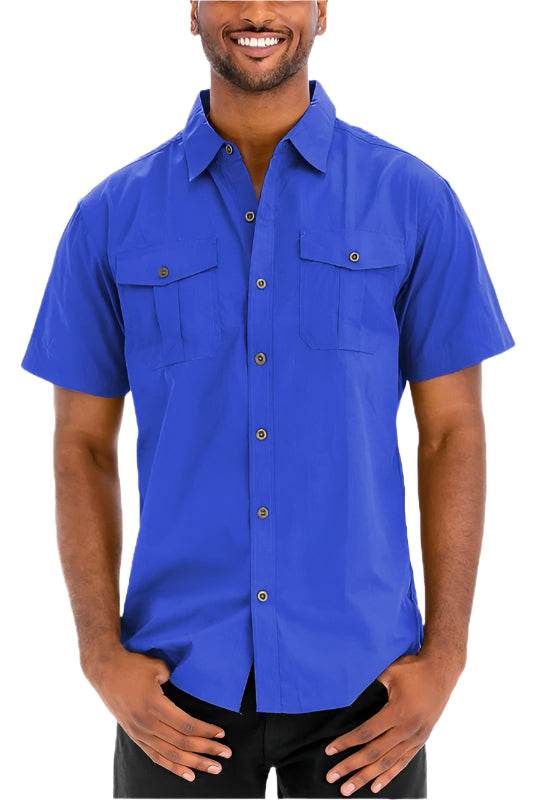 Men's Two Chest Pocket Button Down Shirt - VacationGrabs