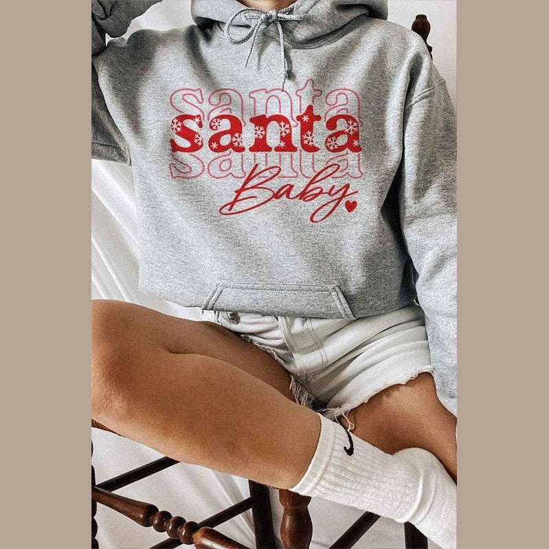 Santa Baby Christmas Hoodie Plus Size - VacationGrabs