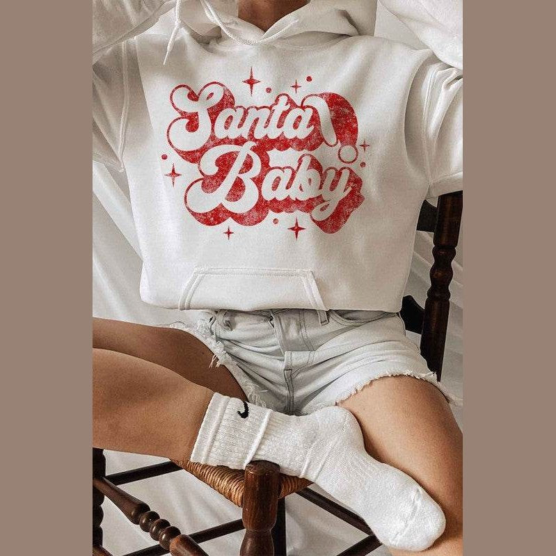 Plus Santa Baby Christmas Graphic Hoodie - VacationGrabs