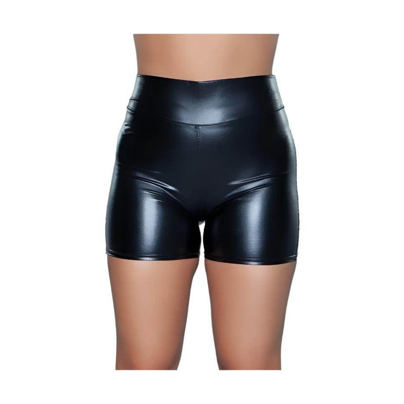 Womens Faux Leather Solid Shorts - VacationGrabs