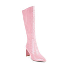 Prinkles Quilted High Italian Block Heeled Boots - VacationGrabs