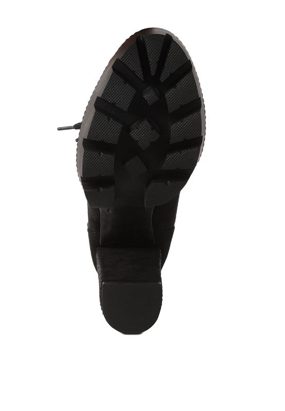 Sole of Rag Company lace up diamante ankle boots for women showcasing traction and stability