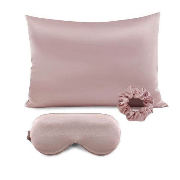 Satin Pillowcase Sleep Mask Scrunchie Gift Set - VacationGrabs