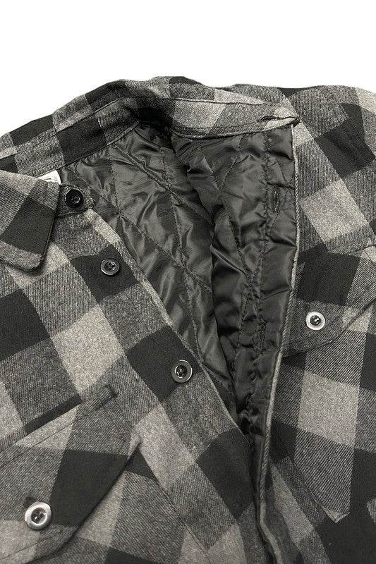 Mens Plaid Quilted Padded Flannel 4 Color Options - VacationGrabs