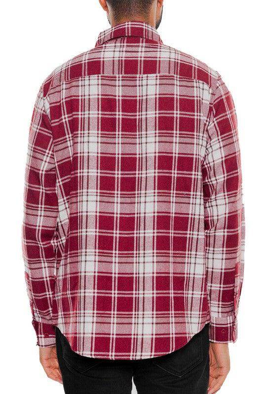 Long Sleeve Flannel Full Plaid Checkered Shirt - VacationGrabs