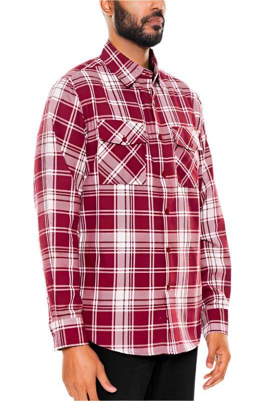 Long Sleeve Flannel Full Plaid Checkered Shirt - VacationGrabs