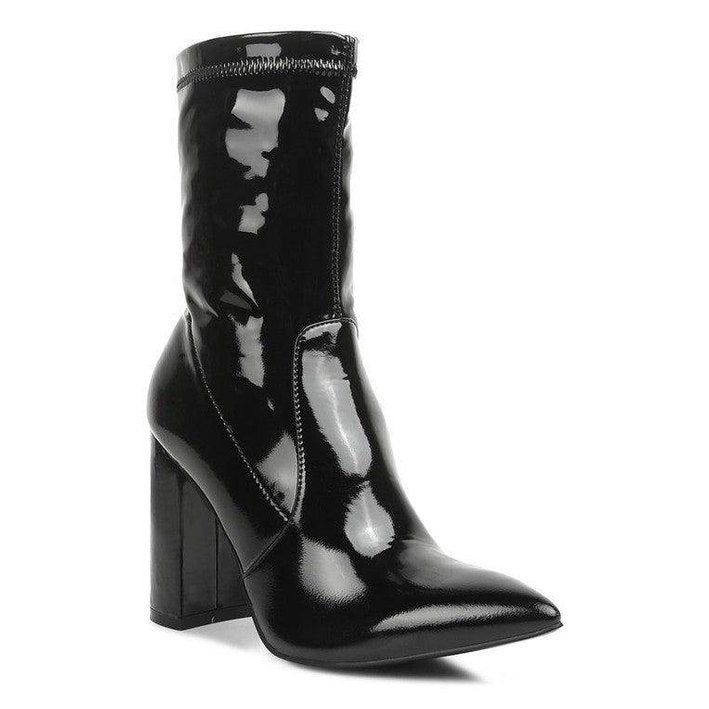 Pluto Block Heel Stiletto Ankle Boot - VacationGrabs