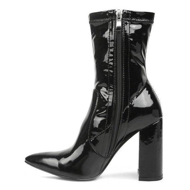 Pluto Block Heel Stiletto Ankle Boot - VacationGrabs