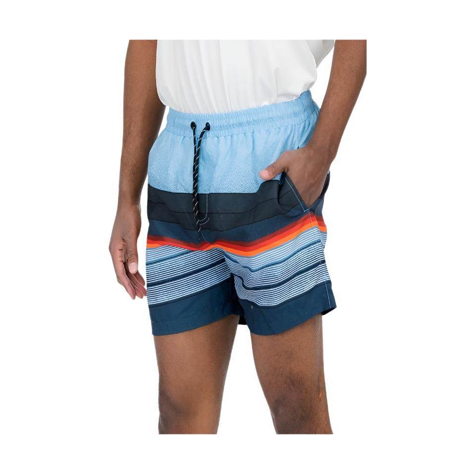 Swimwear - Blue Stripes Swim Shorts - VacationGrabs