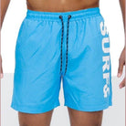 Swimwear - Solid Lined Beach Swim Text Swim Shorts - VacationGrabs
