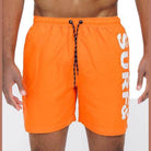 Swimwear - Solid Lined Beach Swim Text Swim Shorts - VacationGrabs