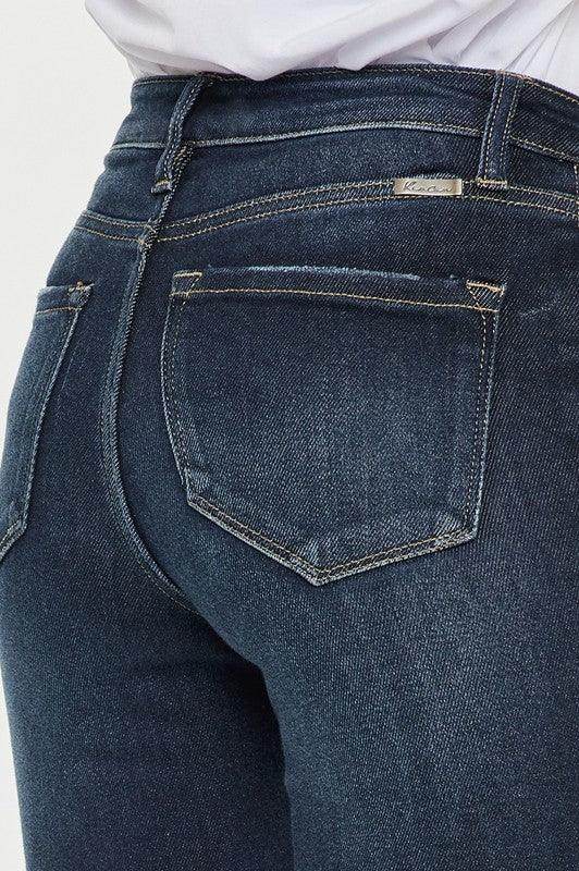 High Rise Button Down Cuffed Ankle Skinny Jeans - VacationGrabs