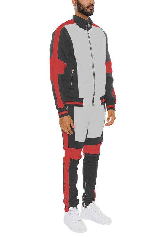 Men's Moto Color Block Track Suits - VacationGrabs