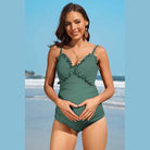 Ruch Floral Maternity Swimsuit Pregnancy Swimwear - VacationGrabs