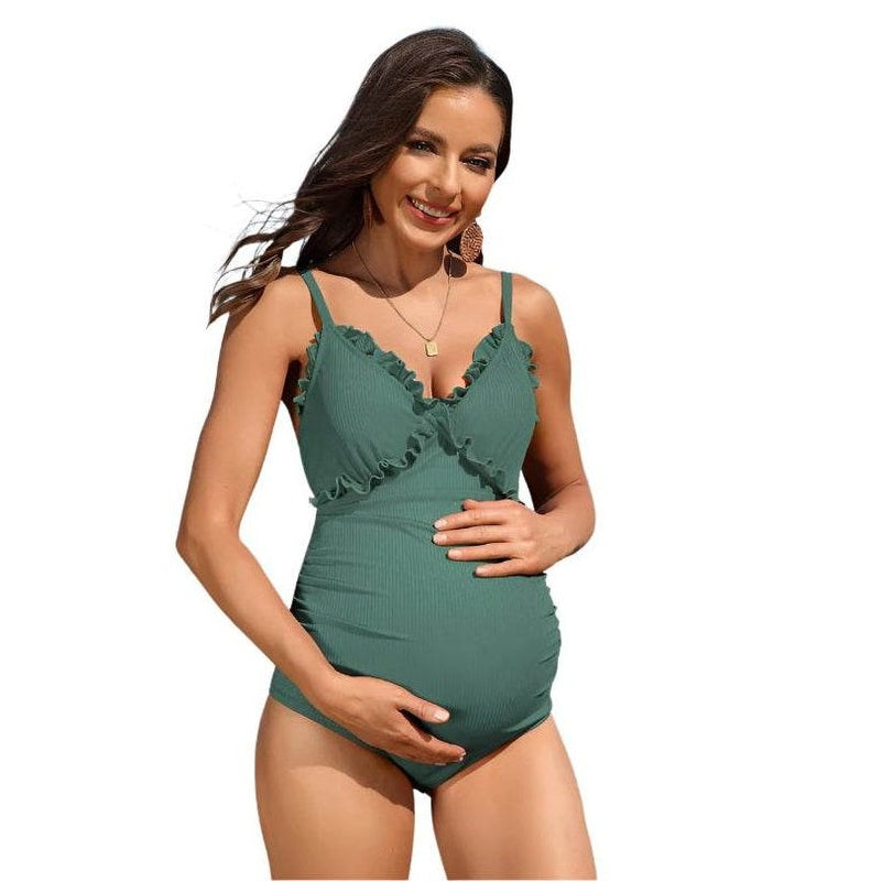 Ruch Floral Maternity Swimsuit Pregnancy Swimwear - VacationGrabs