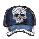 Crystal Skull Embelished Fashion Denim Cap - VacationGrabs