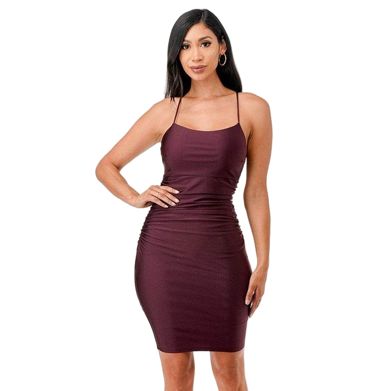 Back Lace Up Short Dress Cocktail Party - VacationGrabs