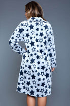 Womens Navy Blue Starry Robe - VacationGrabs