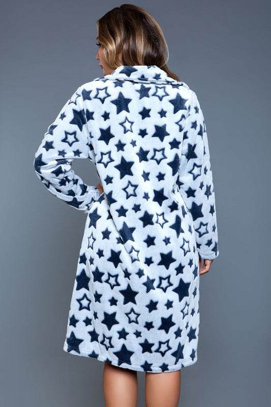 Womens Navy Blue Starry Robe - VacationGrabs