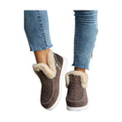 Furry Suede Round Toe Flat Sneakers - VacationGrabs