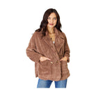 Taupe Double Breasted Fuzzy Coat - VacationGrabs