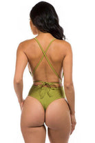 Deep V-Neck One-Piece Bathing Suit - VacationGrabs