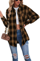 Plaid Button Up Dropped Shoulder Outerwear - VacationGrabs
