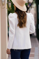 Double Take Puff Sleeve Shawl Collar Blazer - VacationGrabs
