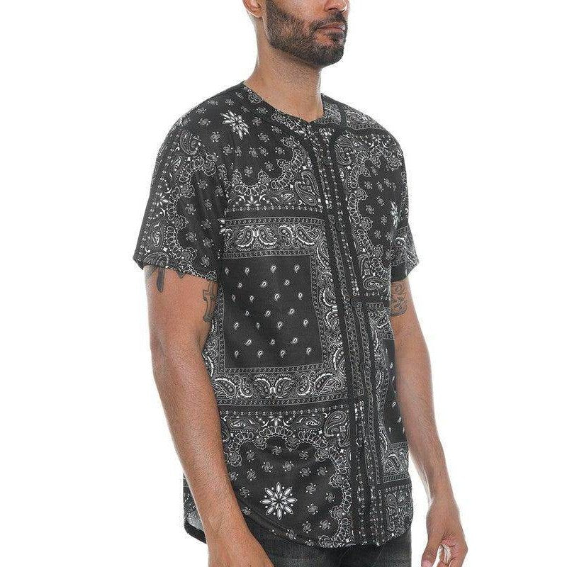 Bandana Print Baseball Jersey - VacationGrabs