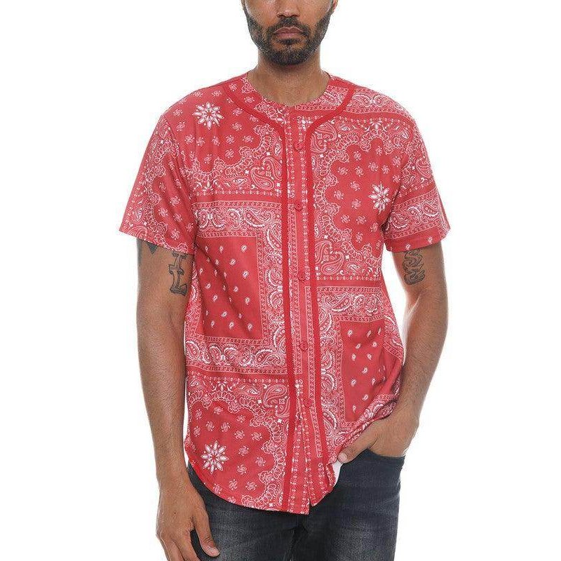 Bandana Print Baseball Jersey - VacationGrabs