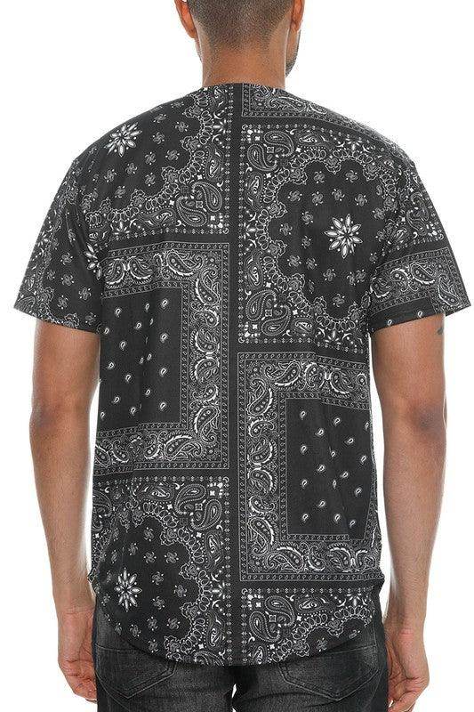 Bandana Print Baseball Jersey - VacationGrabs