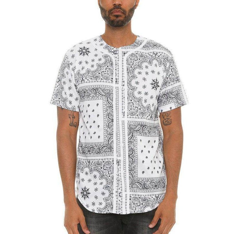 Bandana Print Baseball Jersey - VacationGrabs