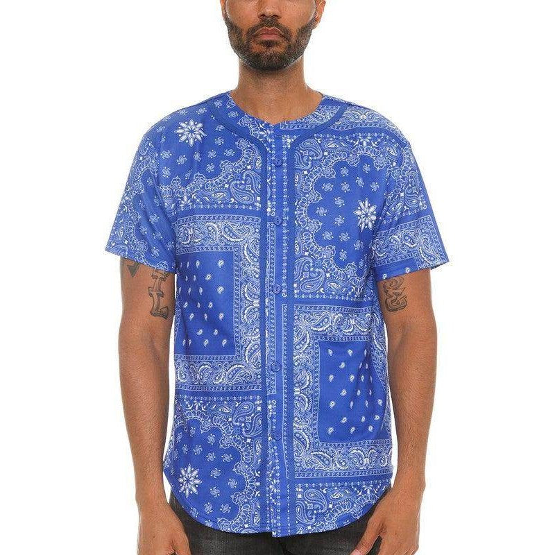 Bandana Print Baseball Jersey - VacationGrabs