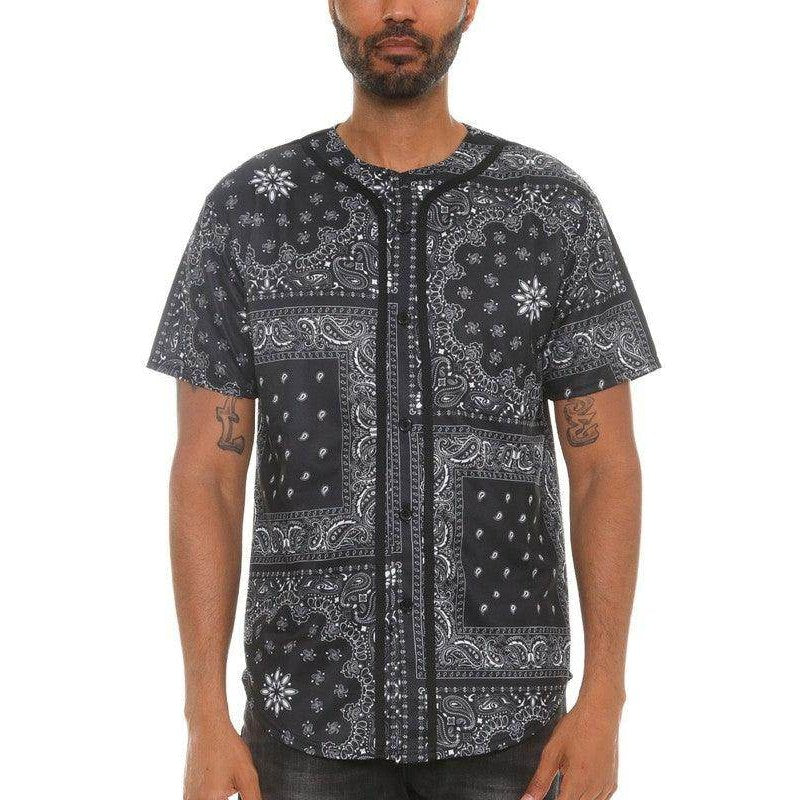Bandana Print Baseball Jersey - VacationGrabs