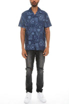 Mens Collared Print Button Down - VacationGrabs
