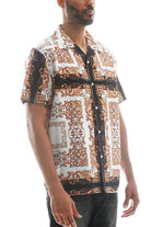 Mens Collared Print Button Down - VacationGrabs