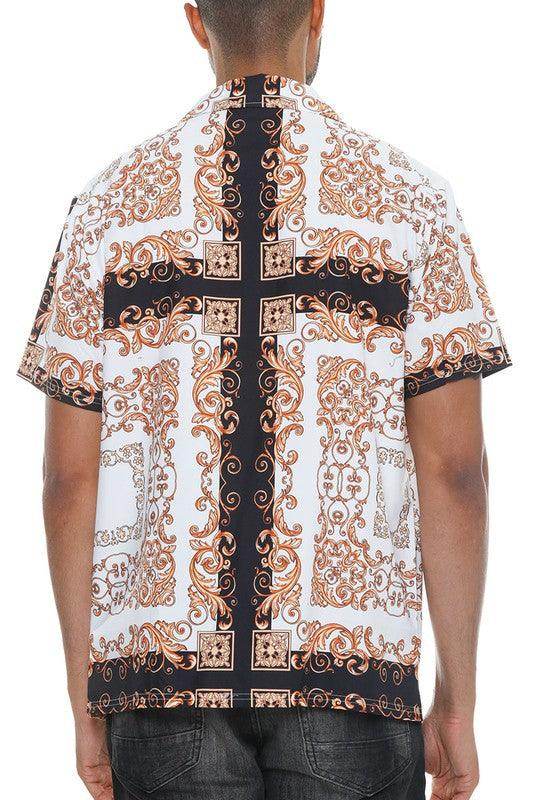 Mens Collared Print Button Down - VacationGrabs