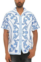 Mens Collared Print Button Down - VacationGrabs