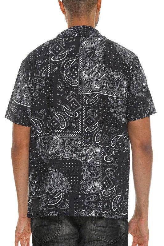 Mens Collared Print Button Down - VacationGrabs