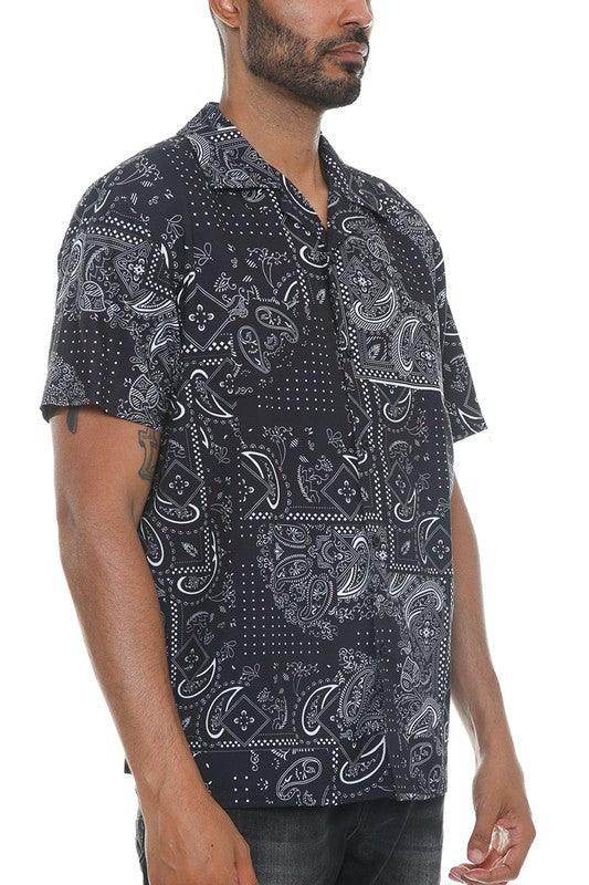 Mens Collared Print Button Down - VacationGrabs