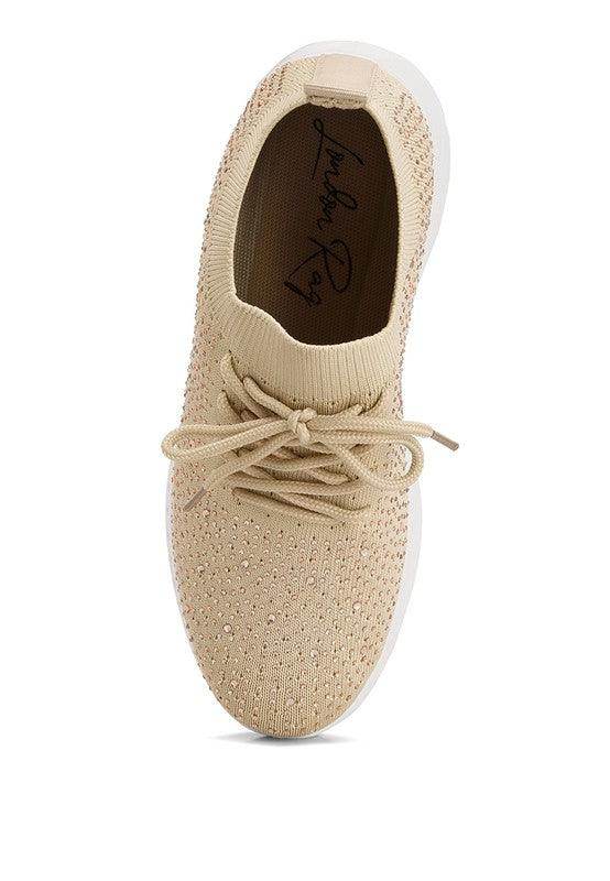 Women's Tennis Shoes Elizha Stud Embellished Lace Up - VacationGrabs