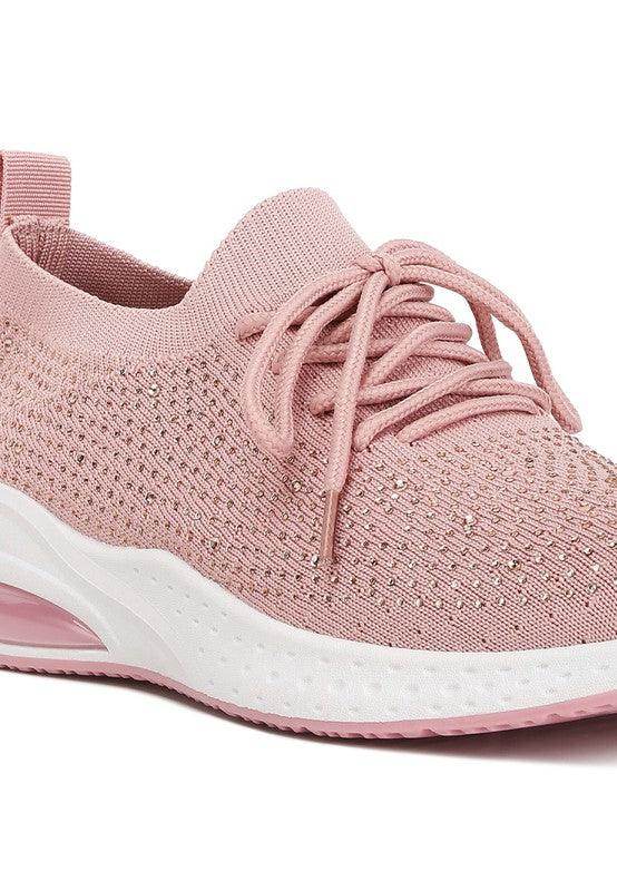 Women's Tennis Shoes Elizha Stud Embellished Lace Up - VacationGrabs
