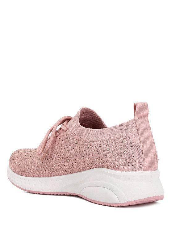 Women's Tennis Shoes Elizha Stud Embellished Lace Up - VacationGrabs
