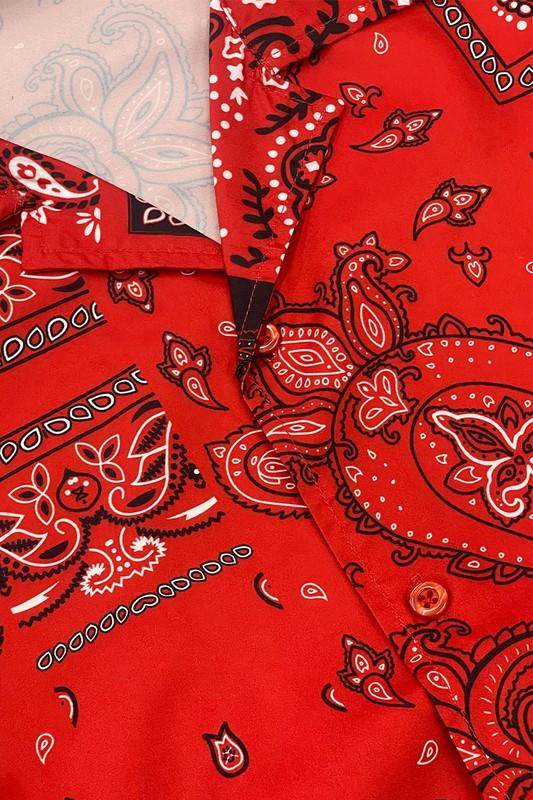 Mens Collared Print Button Down - VacationGrabs