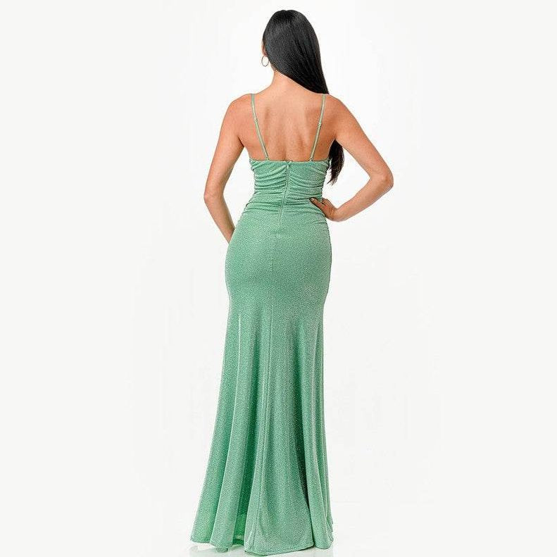 Sparking Jacquard Cowl Neck Long Dress - VacationGrabs