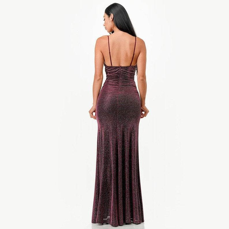 Sparking Jacquard Cowl Neck Long Dress - VacationGrabs
