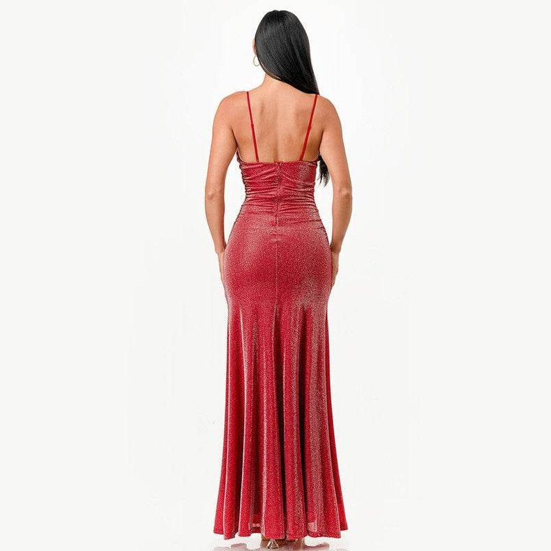 Sparking Jacquard Cowl Neck Long Dress - VacationGrabs