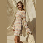 Round Neck Bell Sleeve Sweater Dress - VacationGrabs