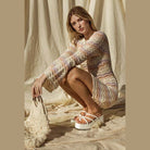 Round Neck Bell Sleeve Sweater Dress - VacationGrabs