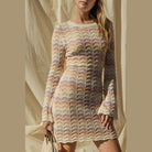 Round Neck Bell Sleeve Sweater Dress - VacationGrabs